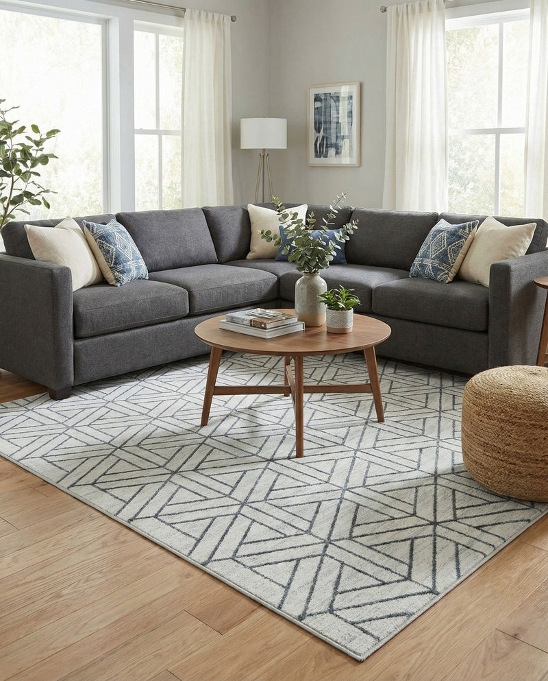 Garden Maze Retreat Collection Area Rug -  Topiarytrail Rectangle White  lifestyle 18