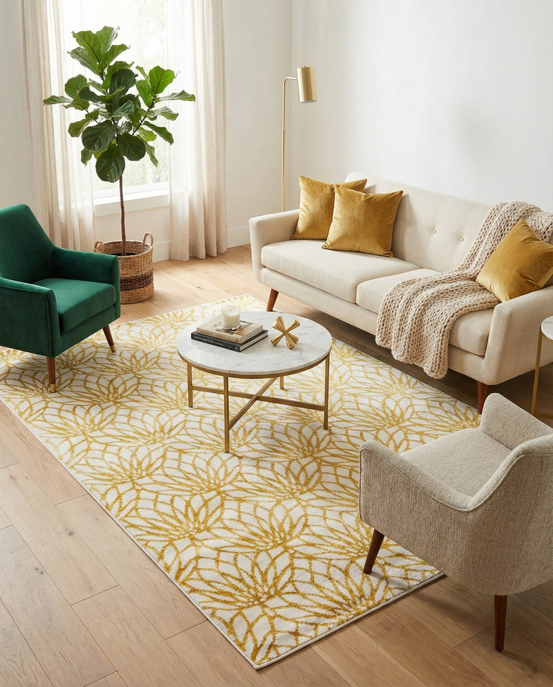 Hollywood Luxe Collection Area Rug -  Rodeo Rectangle White Gold  lifestyle 23
