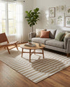 Seaside Stripes Collection Area Rug - Cabana (Taupe) Rectangle Taupe  lifestyle 16