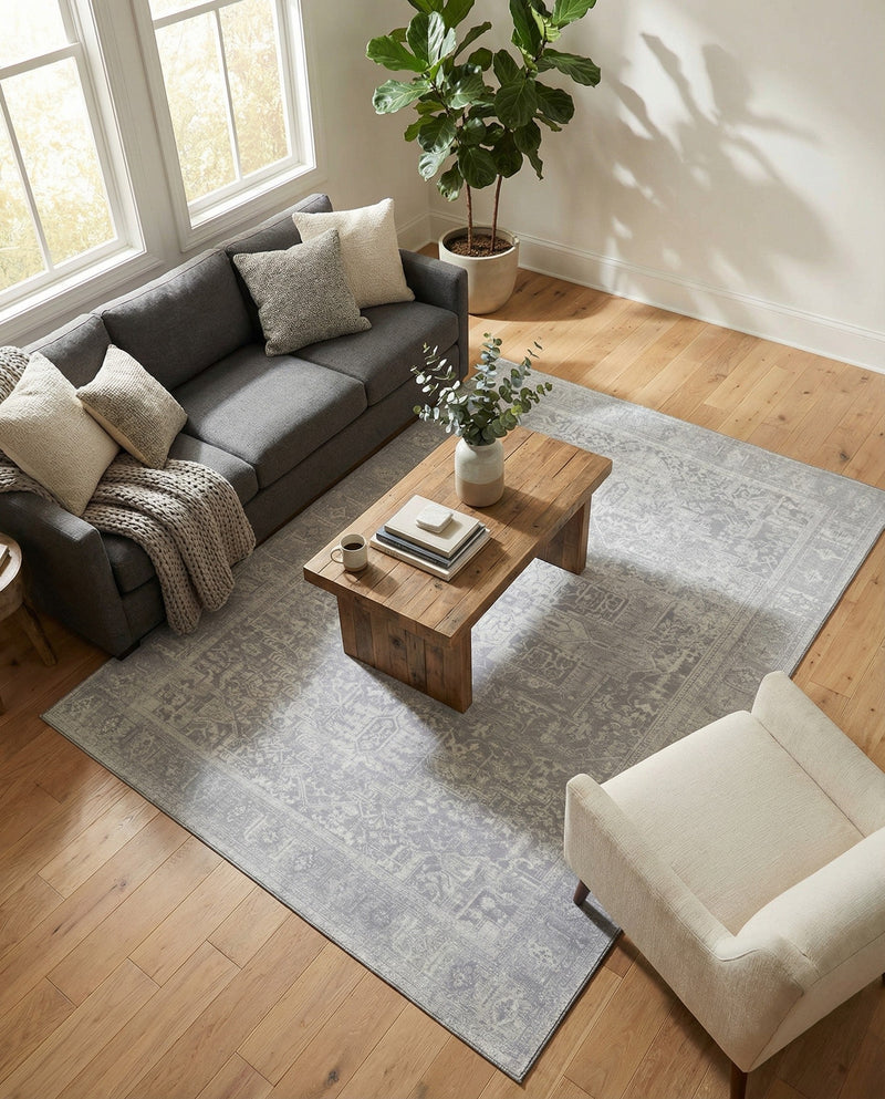 Heritage Elegance Collection Area Rug -  Windsor (Gray) Rectangle Gray  lifestyle 7