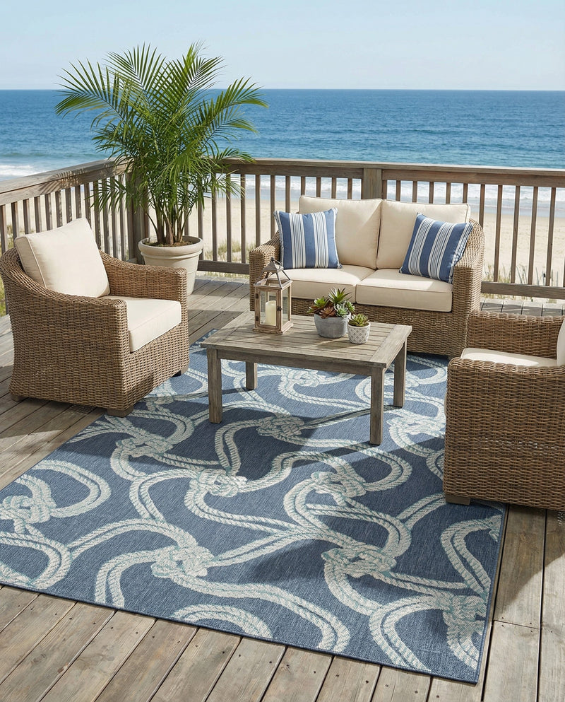 Seaside Haven Rugs Collection Area Rug -  Boardwalk Rectangle Navy Blue  lifestyle 5