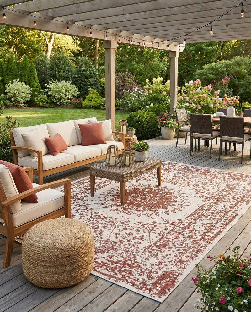 Patio Heritage Collection Area Rug -  Lafayette (Rust Red) Rectangle Rust Red  lifestyle 4