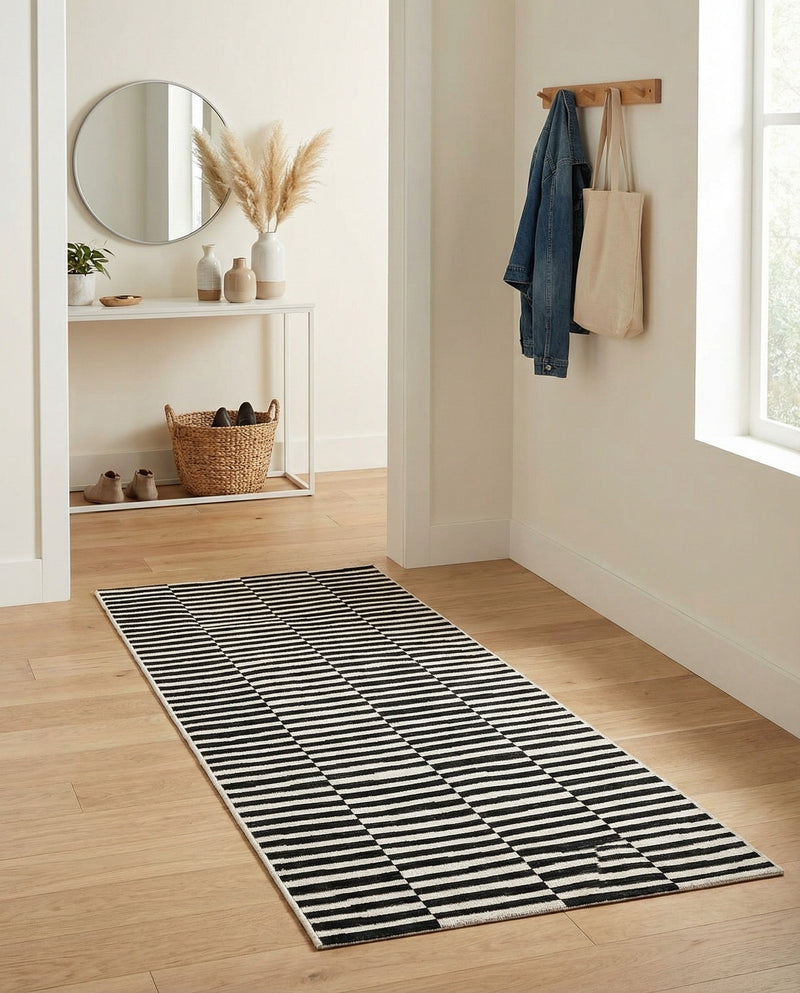 Soho Elegance Collection Area Rug -  Hudson (Black) Runner Black  lifestyle 75