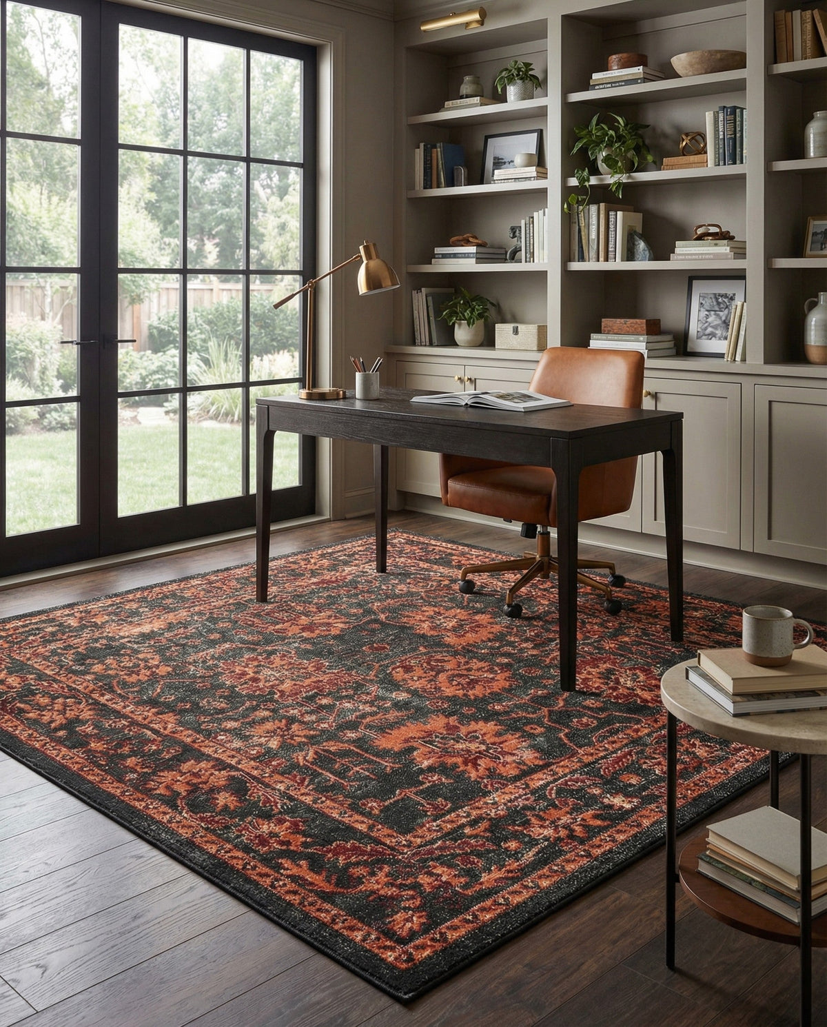 Geneva Terrace Collection Area Rug -  Lausanne Square Black  lifestyle 185