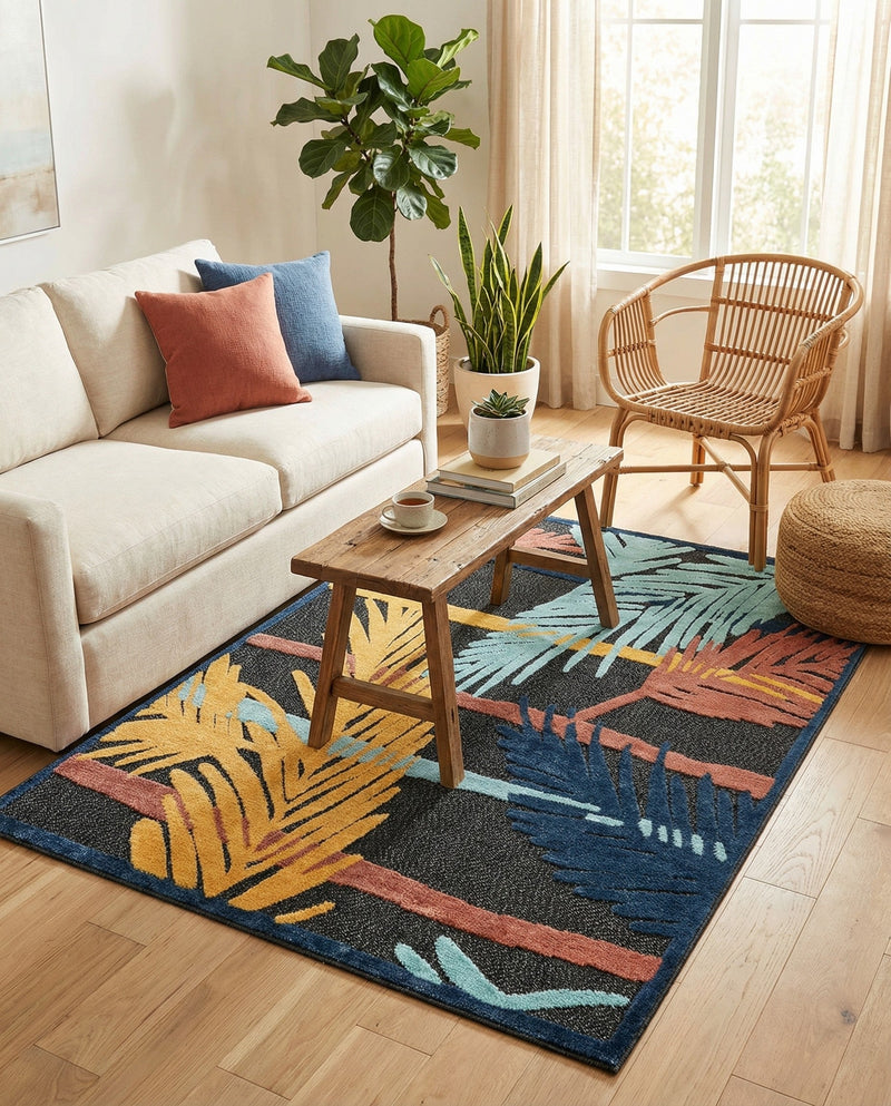 Caribbean Terrace Collection Area Rug - Antigua Rectangle Charcoal  lifestyle 7