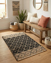 Tulum Trellis Collection Area Rug - Shoreline Rectangle Black  lifestyle 21