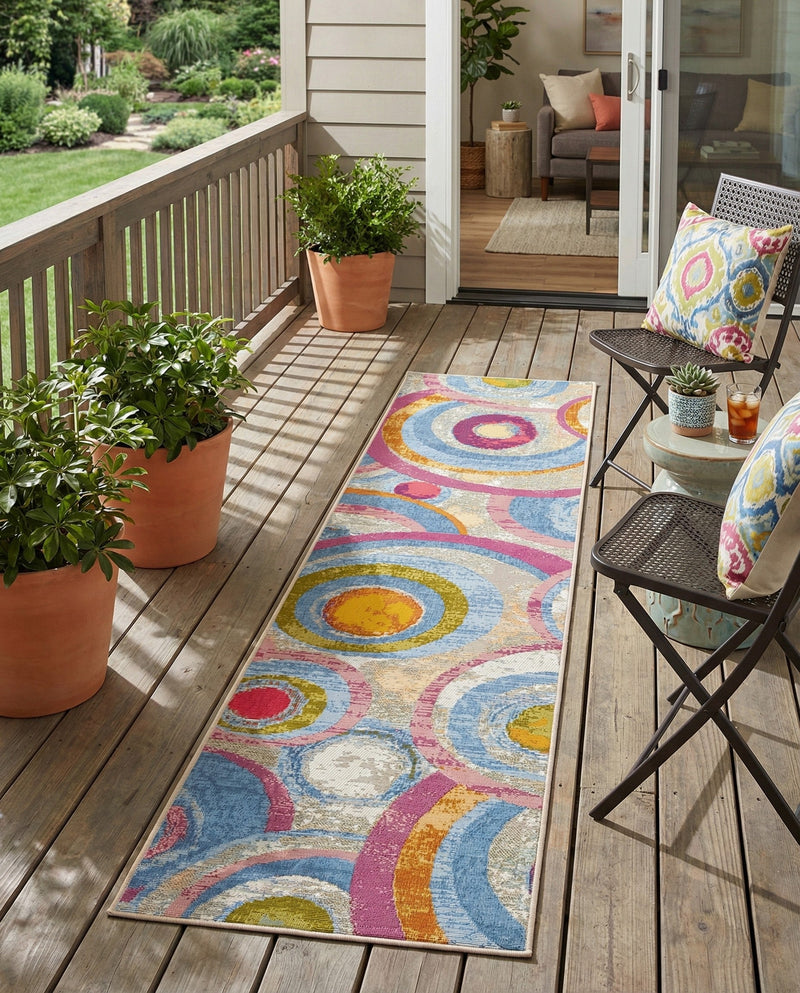 Urban Terrace Collection Area Rug -  Plaza Runner Multi  lifestyle 54
