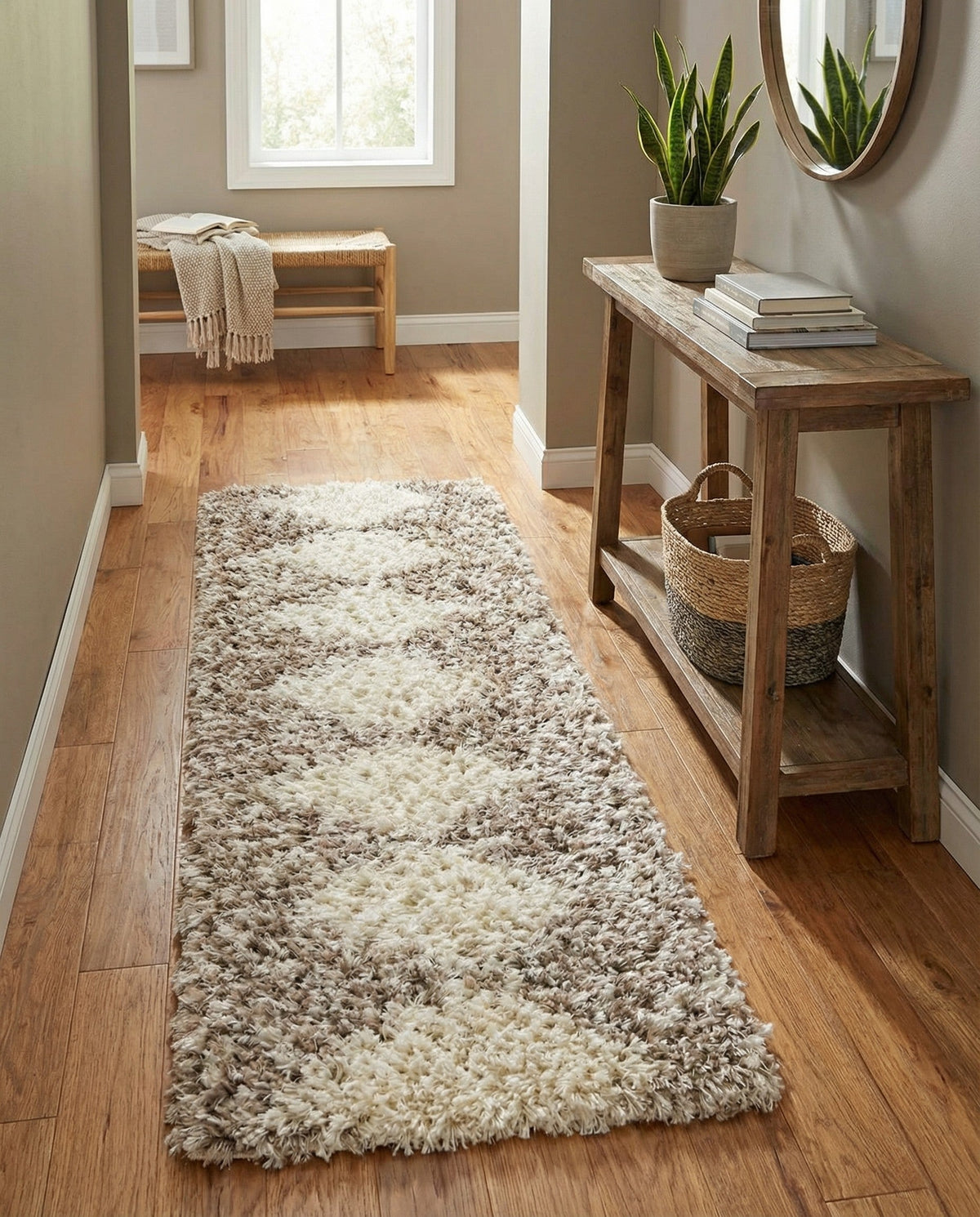 Eternal Plush Oasis Collection Area Rug -  Bliss Runner Pearl and Khaki  lifestyle 96
