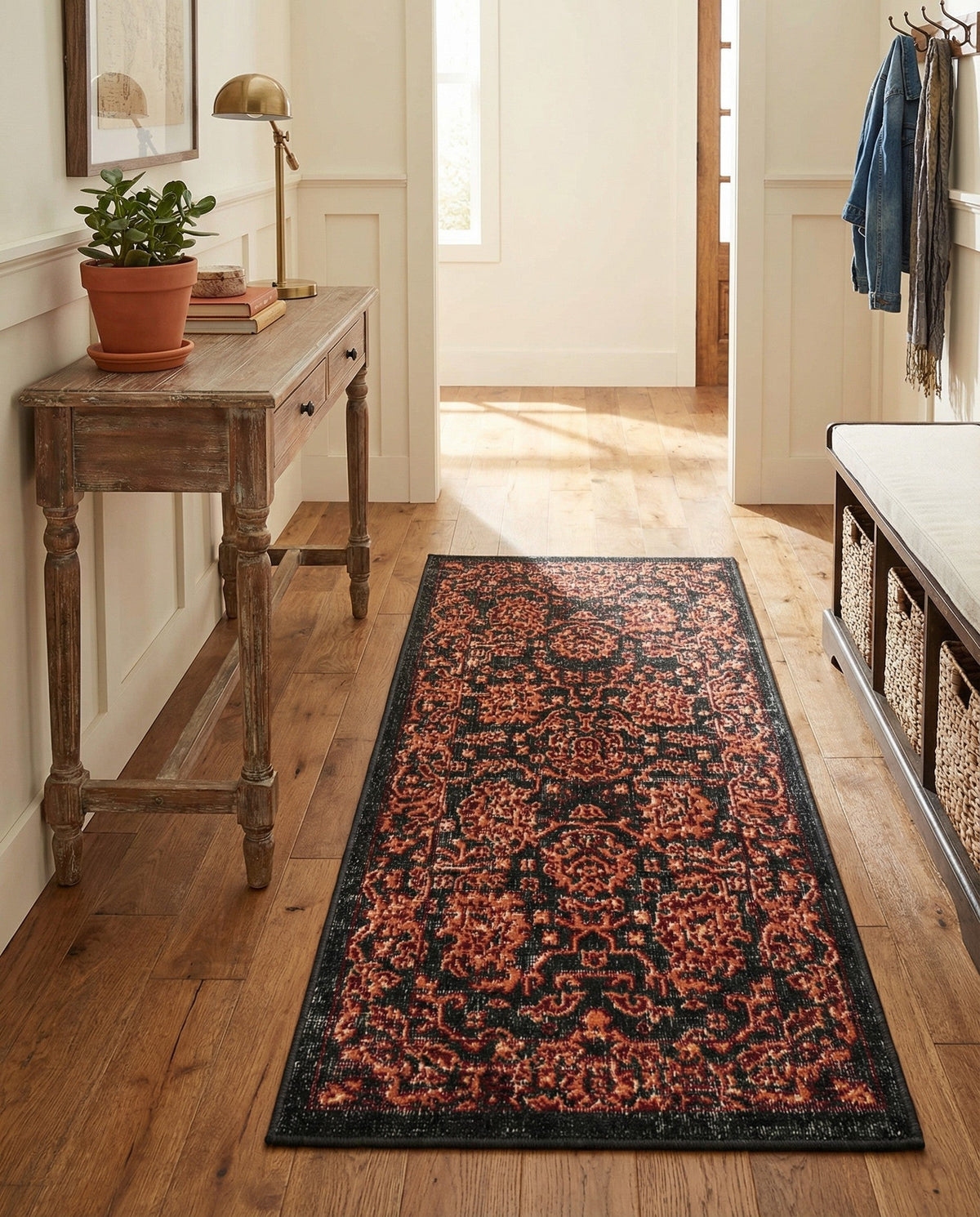 Geneva Terrace Collection Area Rug -  Lausanne Runner Black  lifestyle 178