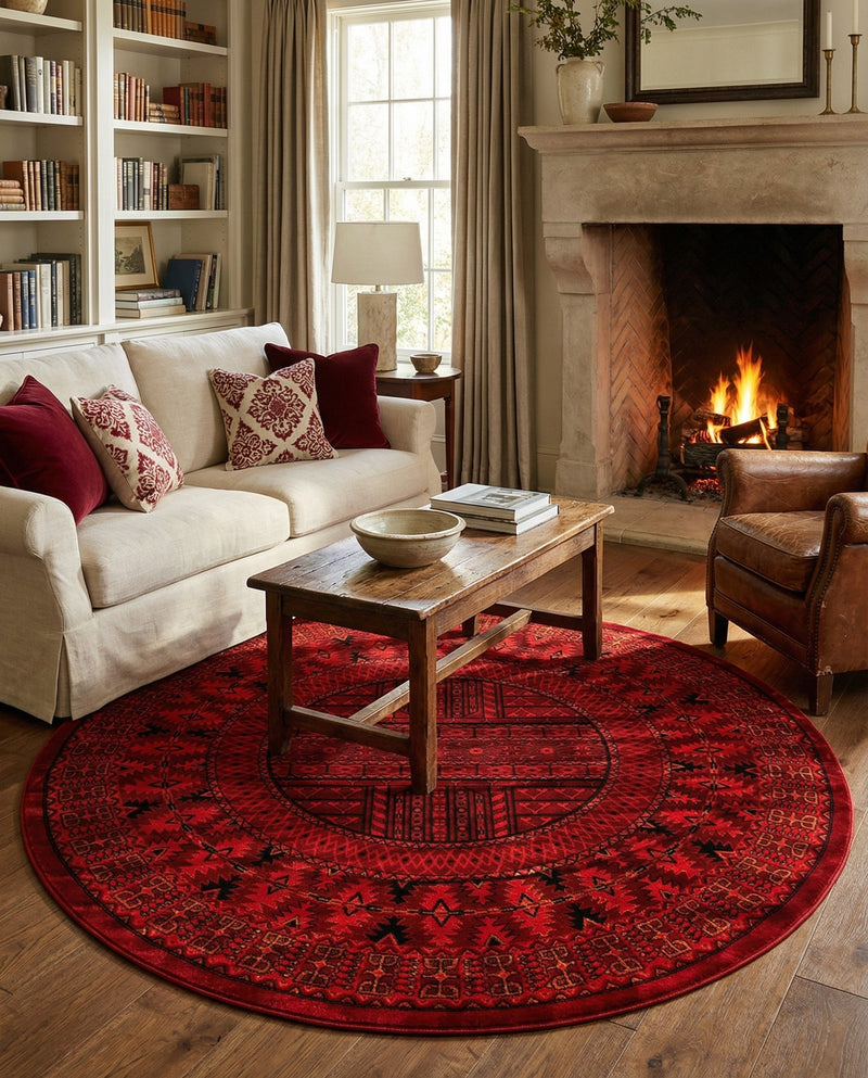 Samarkand Elegance Collection Area Rug -  Ark Round Red  lifestyle 67