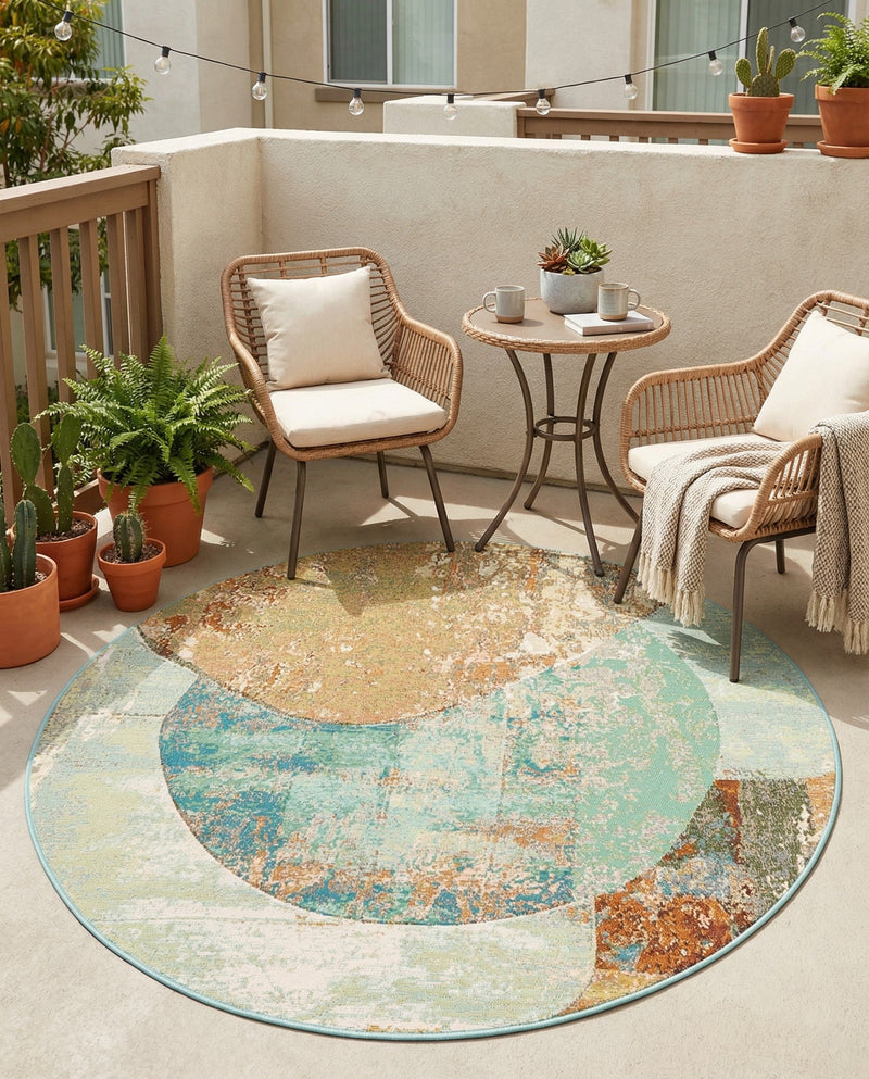 Urban Terrace Collection Area Rug -  Portico Round Multi  lifestyle 66