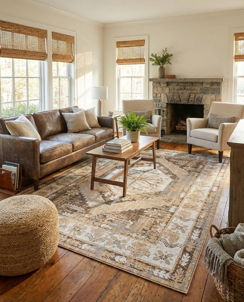 Patio Heritage Collection Area Rug -  Augusta (Natural) Rectangle Natural  lifestyle 30