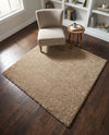 Cozy Comfort Shag Collection Area Rug - Haven (Khaki) Square Khaki  lifestyle 80