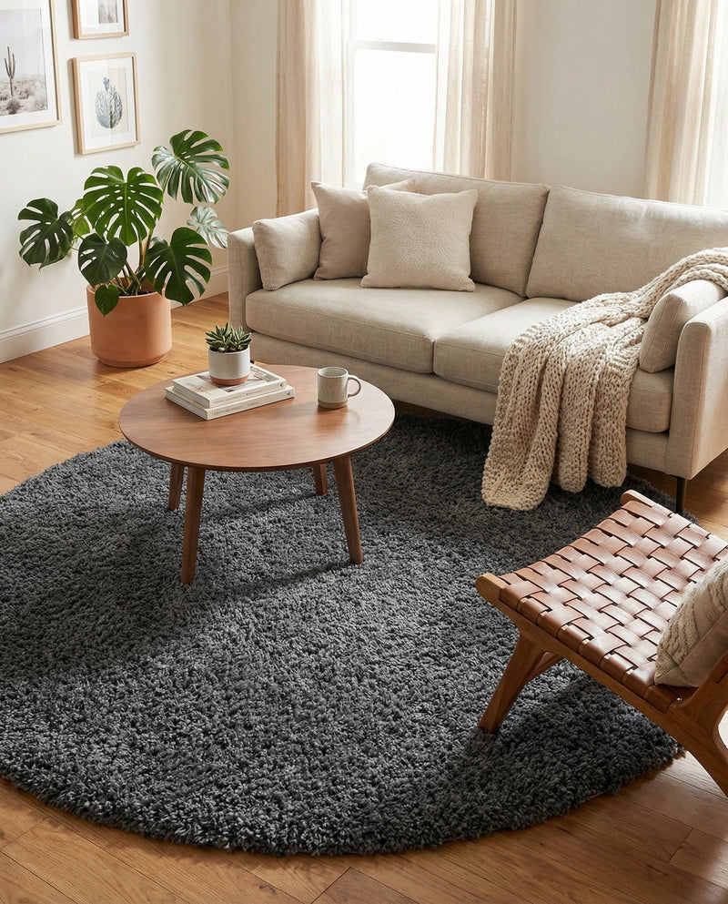 Alpine Plush Collection Area Rug -  Cortina (Peppercorn) Round Peppercorn  lifestyle 37