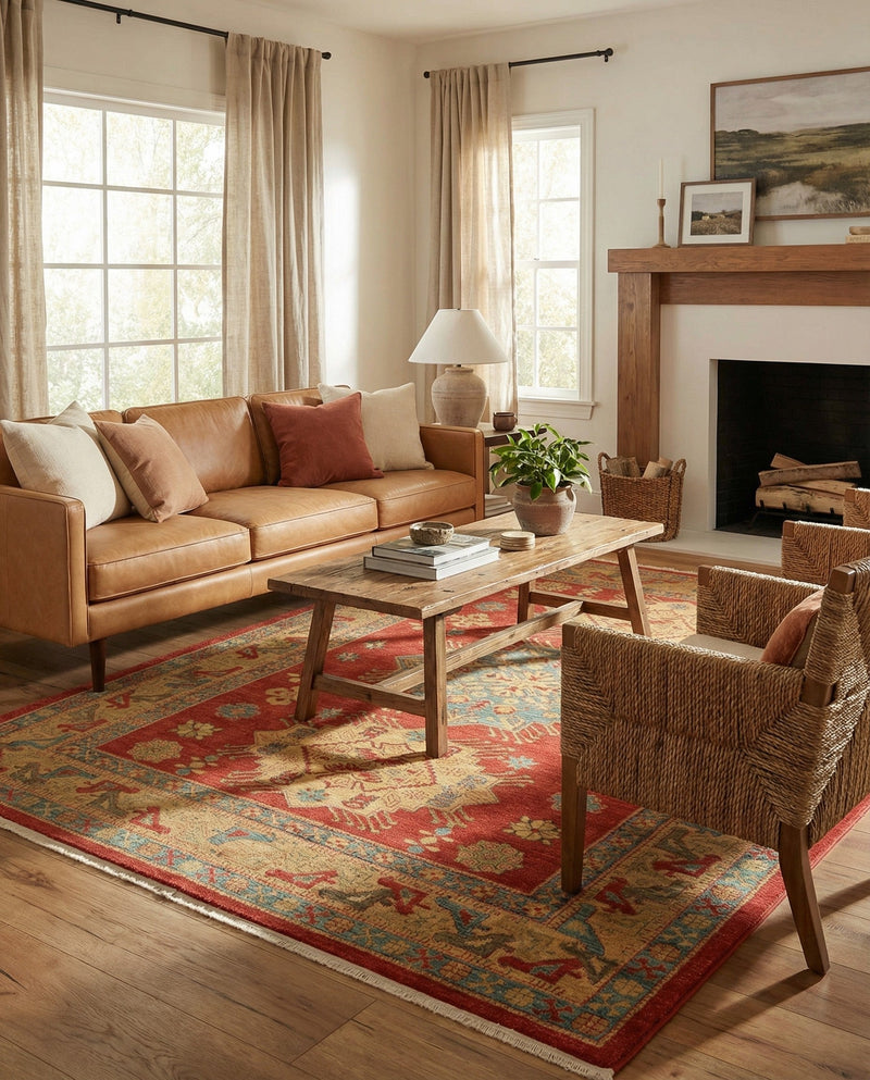 Persian Elegance Collection Area Rug - Isfahan Rectangle Red  lifestyle 13