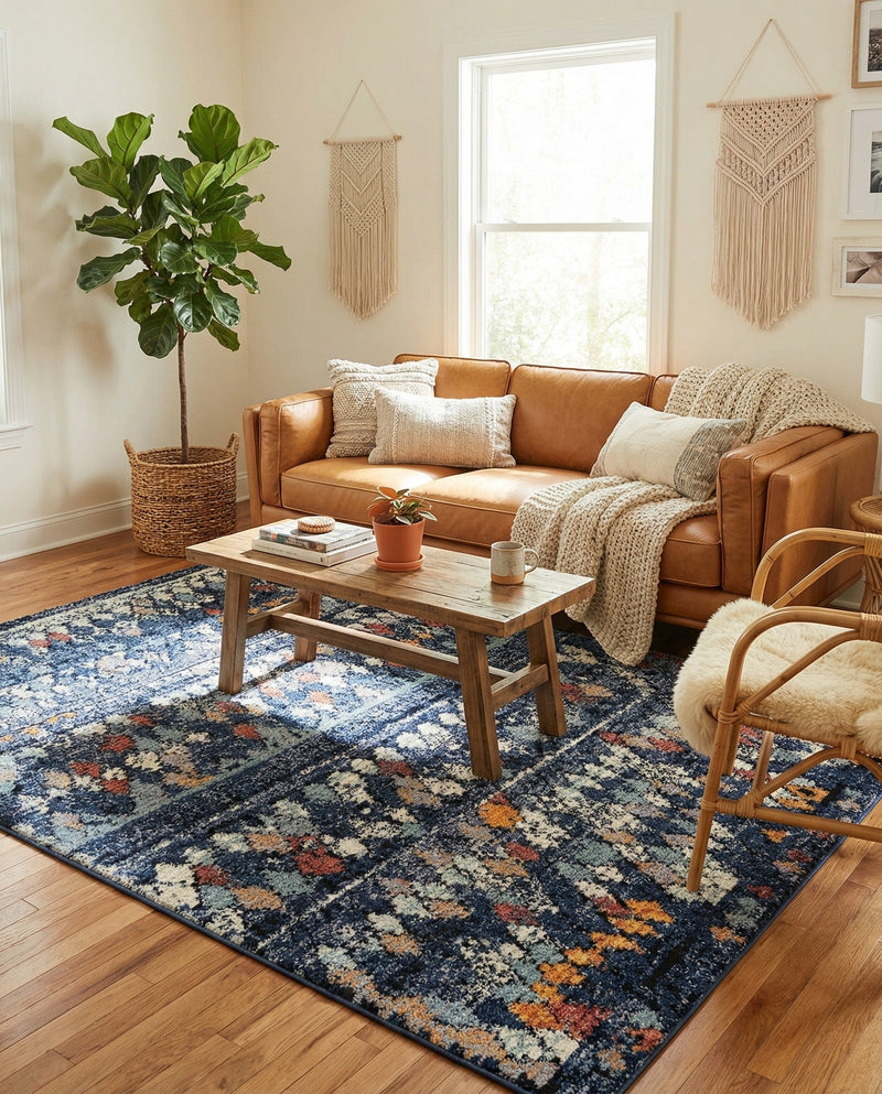 Tangier Treasures Collection Area Rug -  Marrakech Rectangle Navy Blue  lifestyle 13