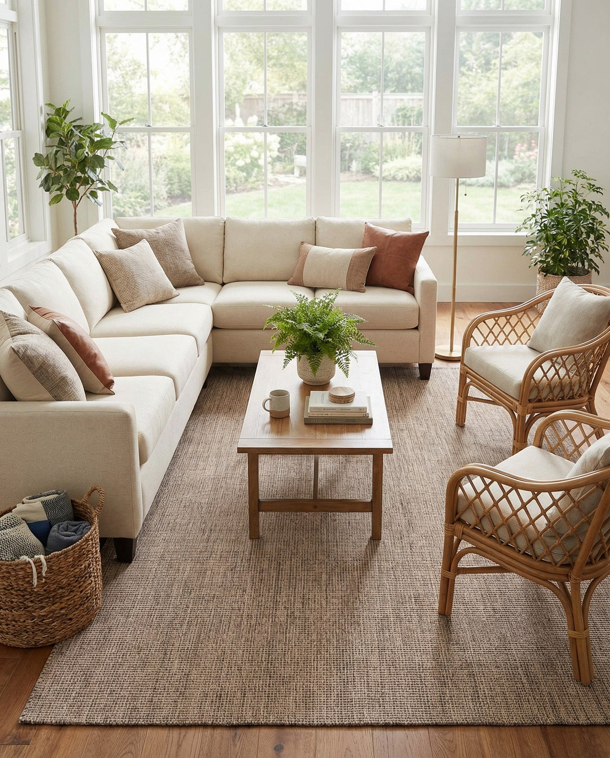 Seaside Serenity Collection Area Rug - Veranda (Light Brown) Rectangle Light Brown  lifestyle 28
