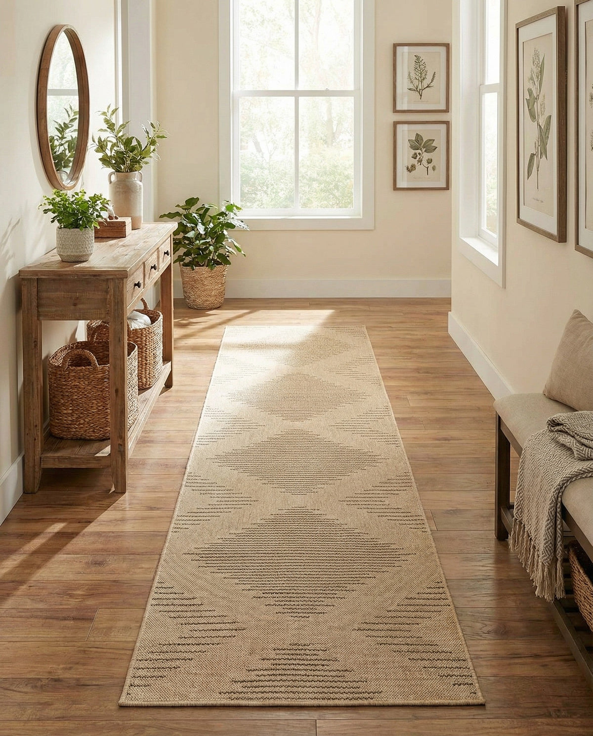 Sahara Sands Collection Area Rug -  Merimde Runner Natural  lifestyle 65