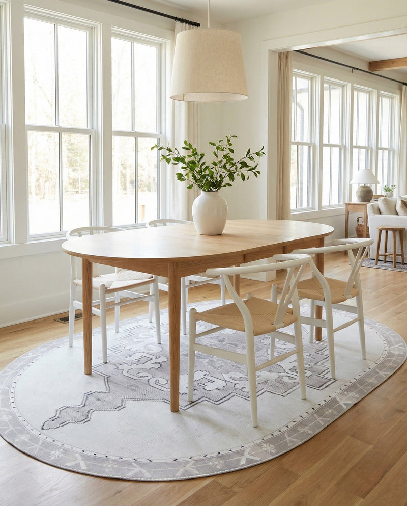 Heritage Elegance Collection Area Rug -  Winterthur (white Gray) Oval white Gray  lifestyle 29