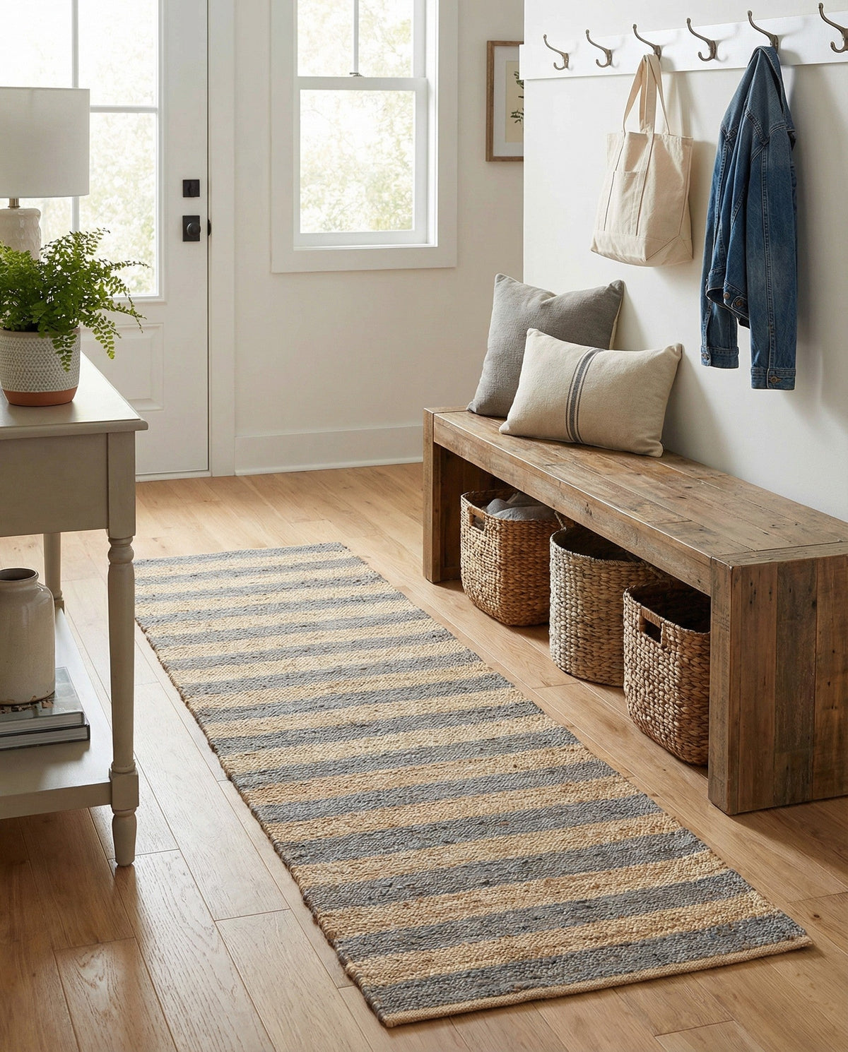 Woven Seaside Jute Collection Area Rug - Nantucket Runner Gray Ivory  lifestyle 87