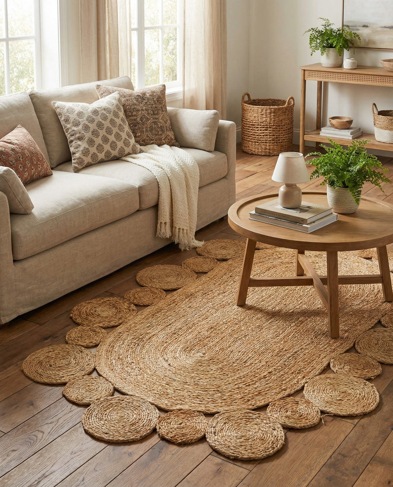 Woven Seaside Jute Collection Area Rug - Sienna Oval Natural  lifestyle 42