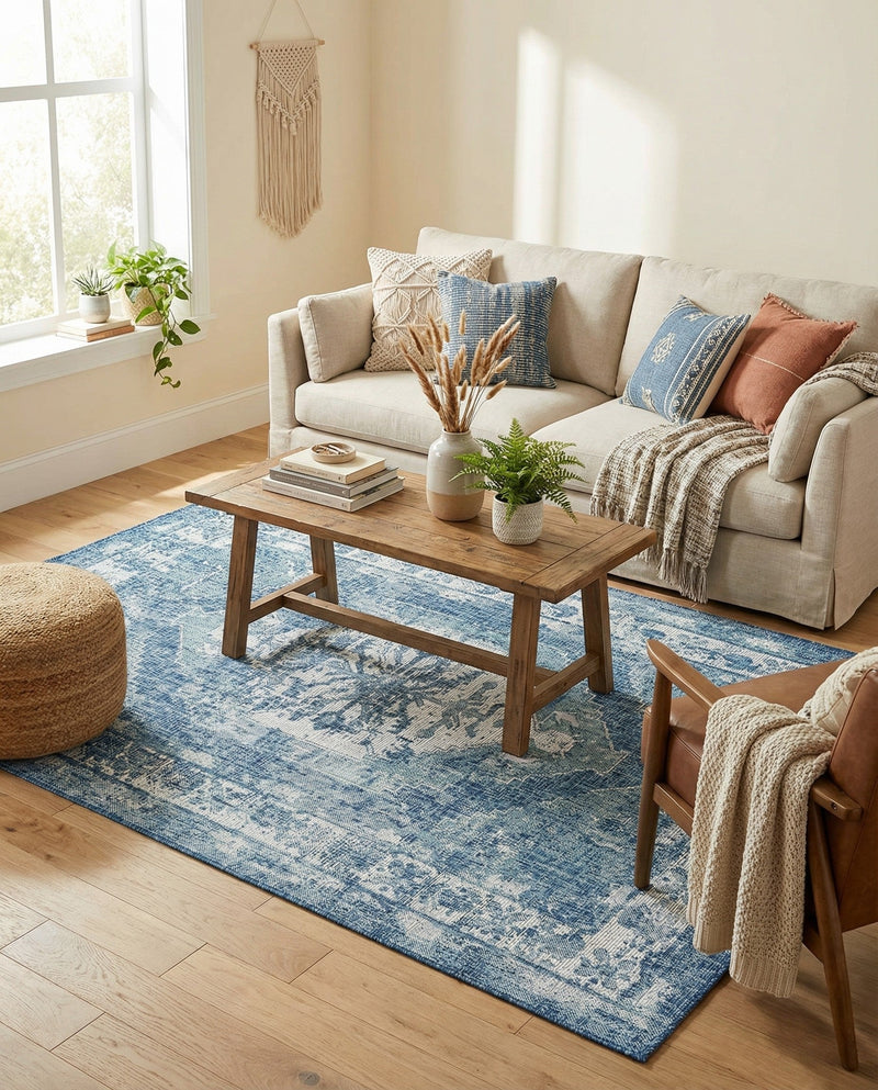 Patio Heritage Collection Area Rug -  Augusta (Blue) Rectangle Blue  lifestyle 23