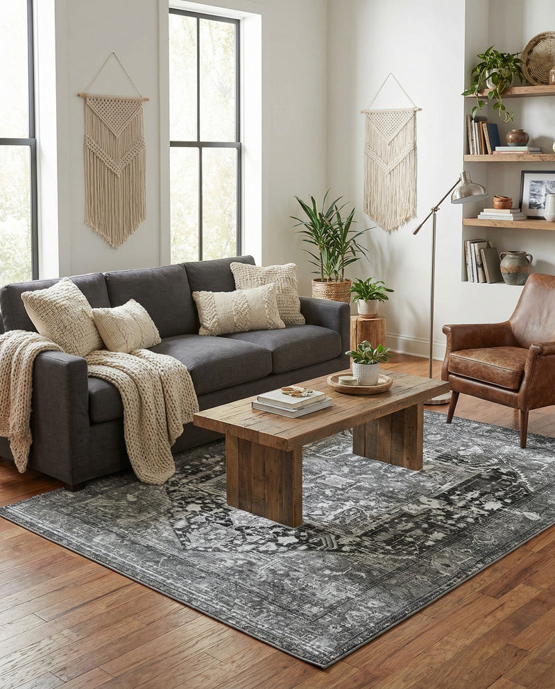 Casablanca Tapestry Collection Area Rug - Fes Rectangle Steel gray  lifestyle 63