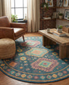 Coastal Terrace Collection Area Rug -  Dunes Round Navy Blue  lifestyle 44