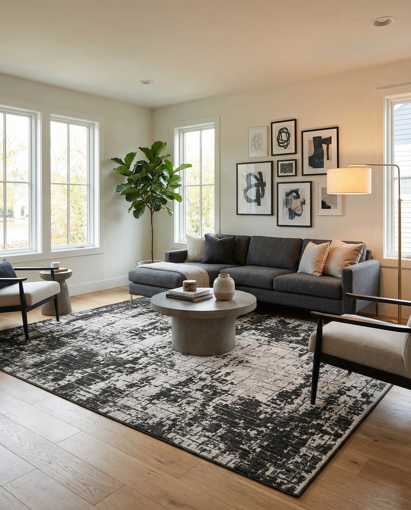 Urban Terrace Collection Area Rug -  Midtown Rectangle Black and White  lifestyle 26