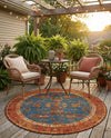 Patio Heritage Collection Area Rug -  Pavilion Round Navy Blue  lifestyle 62