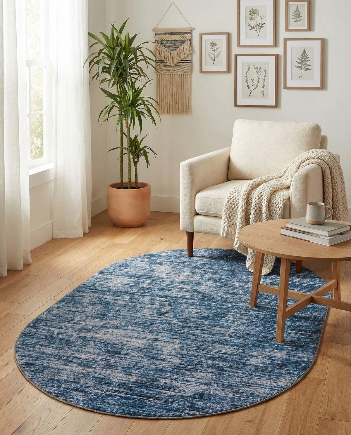 Sahara Essence Collection Area Rug - Oasis (Blue) Oval Blue  lifestyle 87
