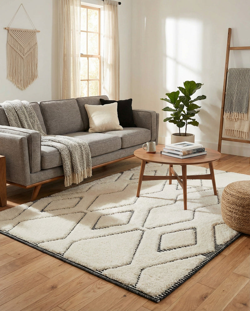 Monochrome Collection Area Rug -  Glacier Rectangle Ivory White  lifestyle 10