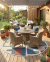 Coastal Terrace Collection Area Rug -  Sail Round Ivory and Blue  lifestyle 59