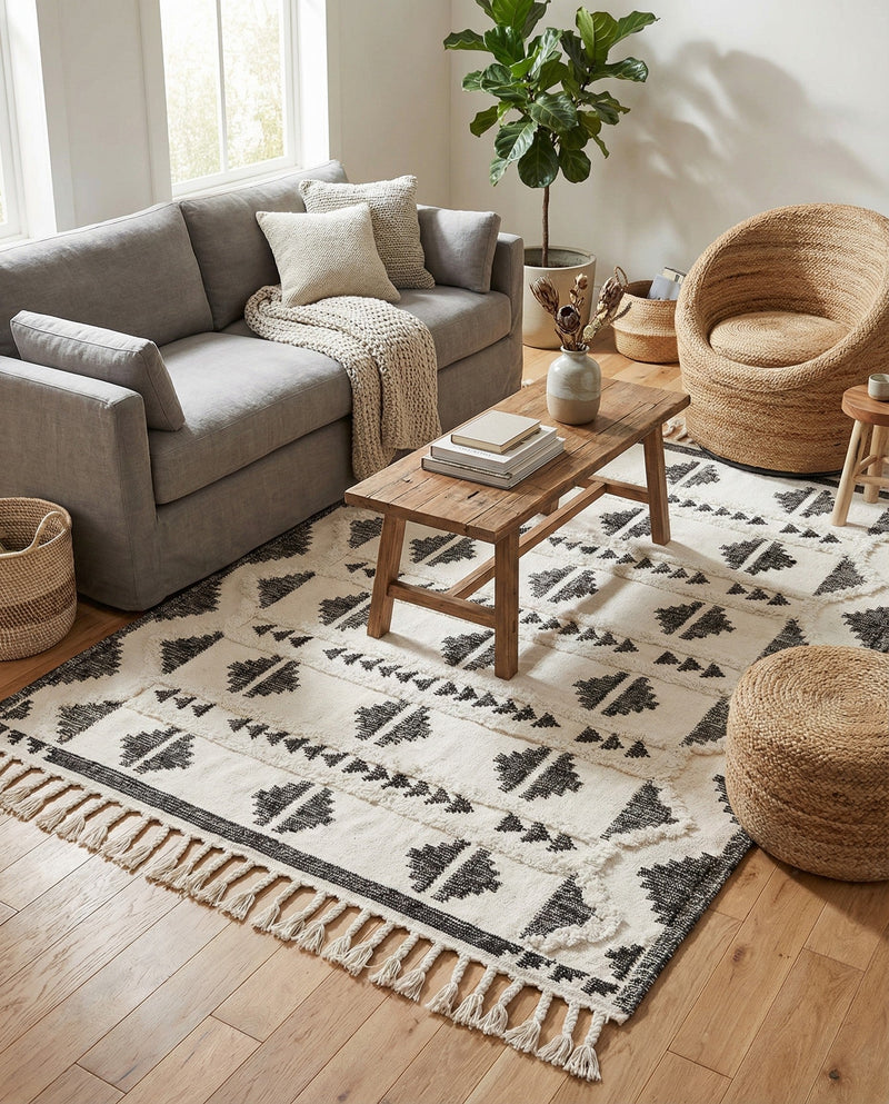 Sonoran Collection Area Rug - BellRock Rectangle Black and White  lifestyle 43