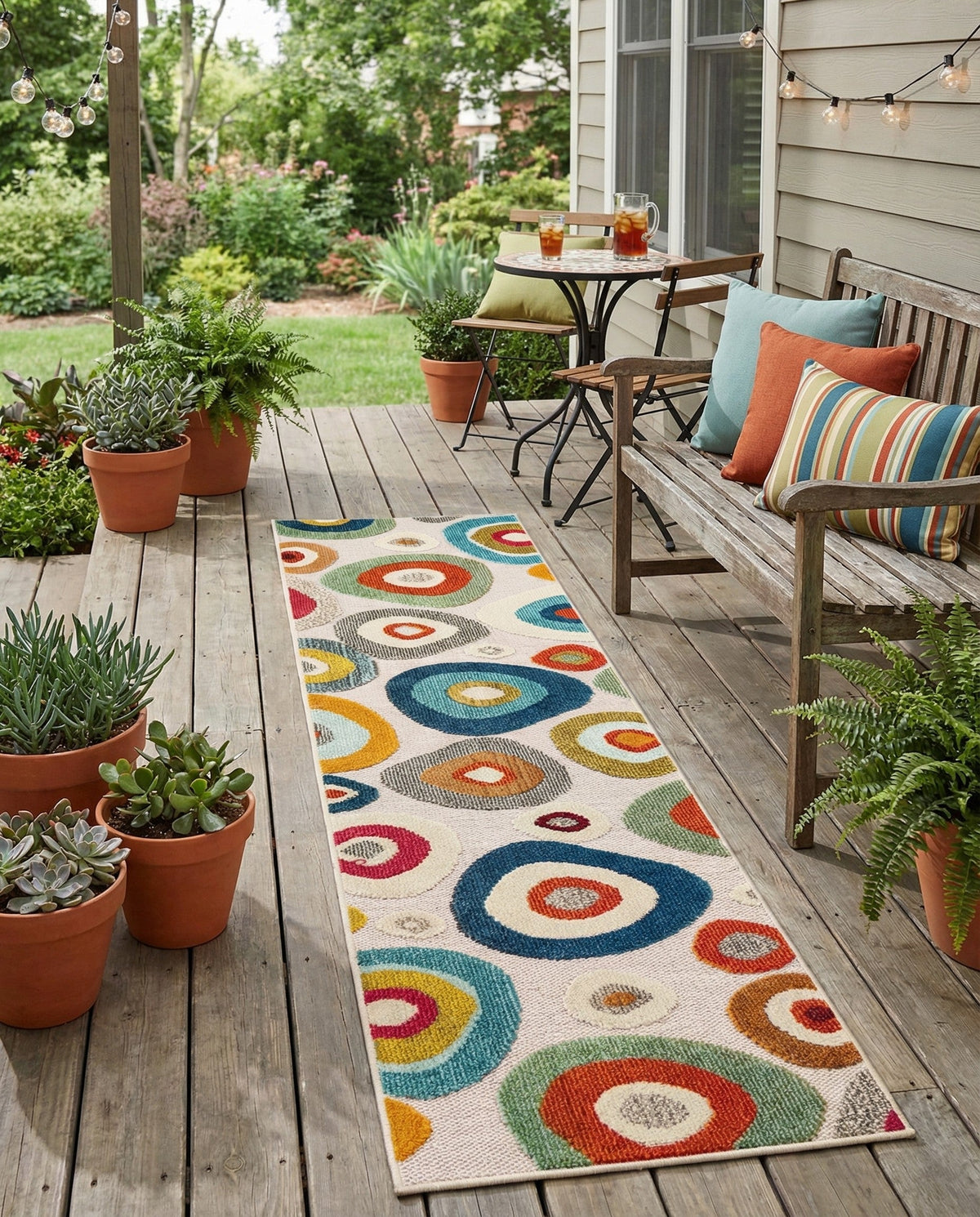 Outdoor Marrakesh Collection Area Rug -  Chefchaouen Runner Multi Beige  lifestyle 133