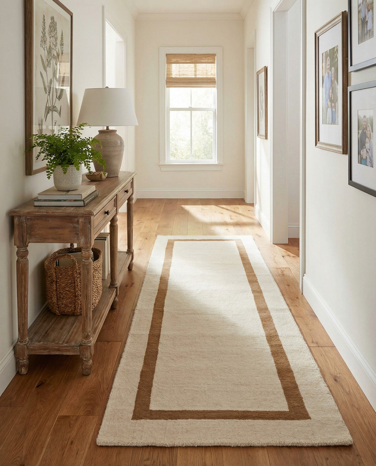 Savannah Borders Wool Collection Area Rug - Chatham Runner Ivory  lifestyle 174