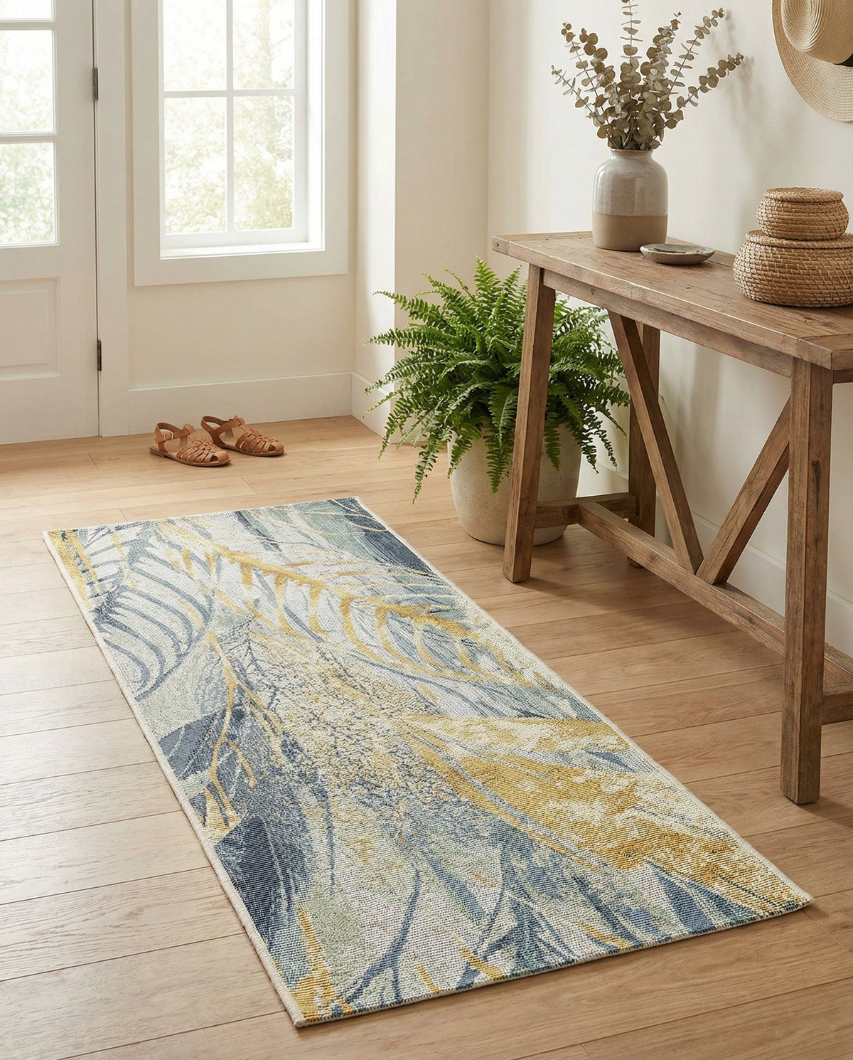 Seaside Blooms Collection Area Rug -  Blossom Runner Gray Ivory Yellow  lifestyle 82
