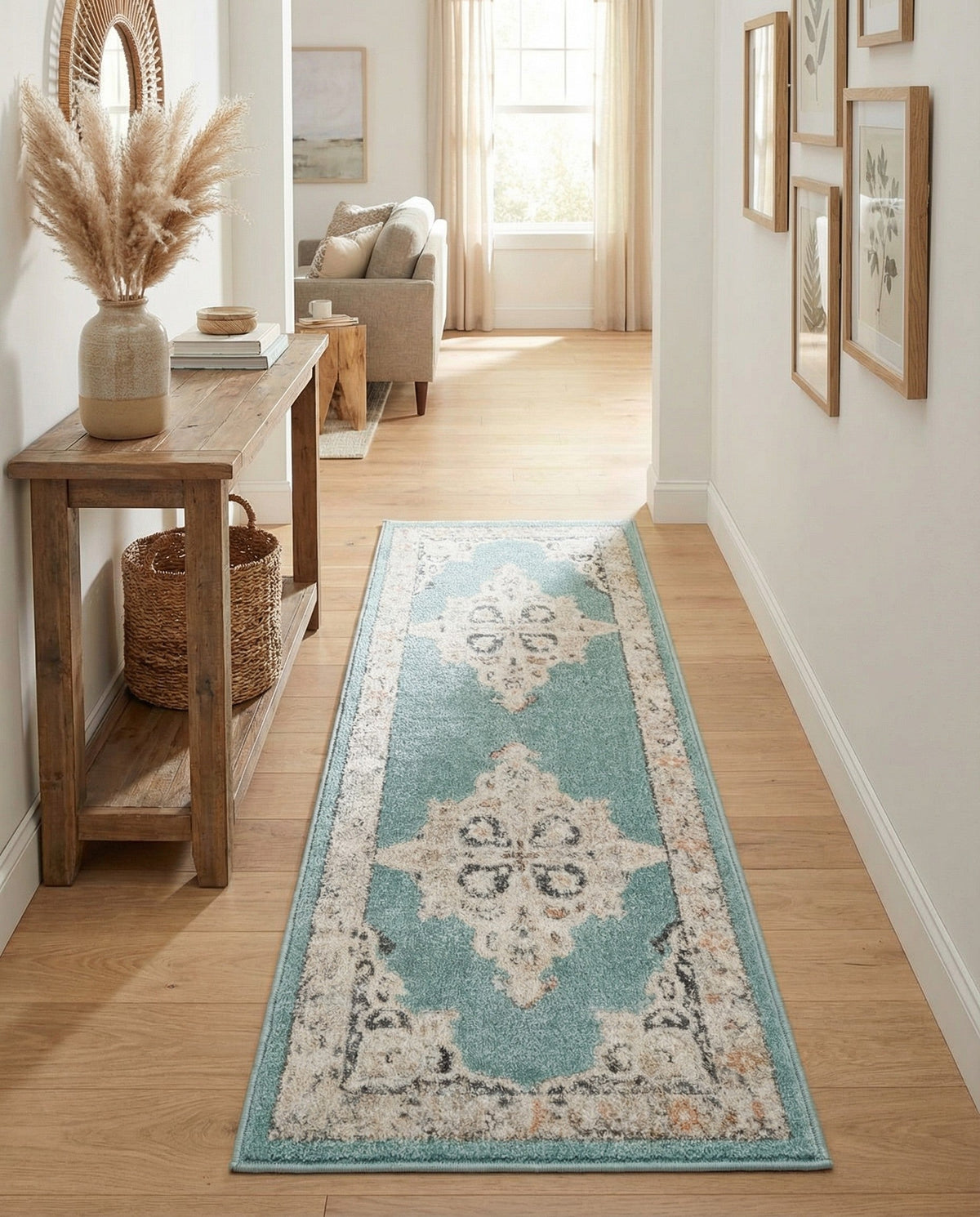Beverly Grove Collection Area Rug -  Fairfax (Aqua) Runner Aqua  lifestyle 77