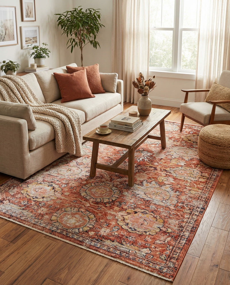 Seville Stripes Collection Area Rug -  Cordoba (Brick Red) Rectangle Brick Red  lifestyle 16