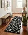 Berber Lattice Shag Collection Area Rug - Atlas (Black and White) Runner Black and White  lifestyle 29