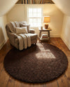 Plush Oasis Collection Area Rug - Serenity (Chocolate Brown) Round Chocolate Brown  lifestyle 51