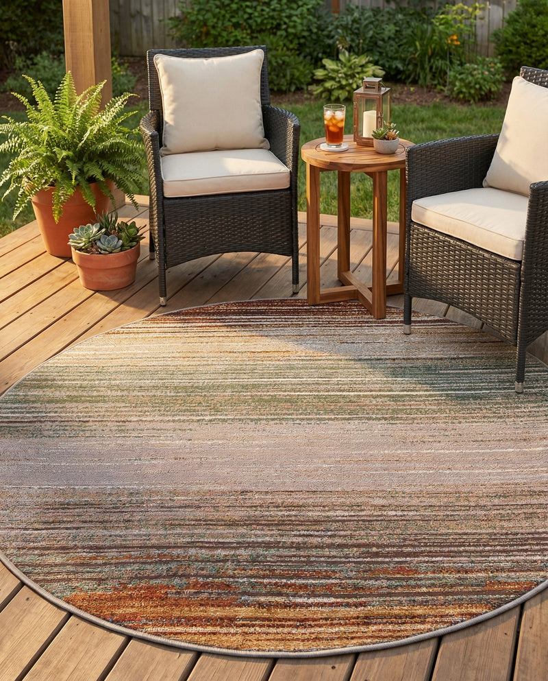 Urban Terrace Collection Area Rug -  Corsica Round Multi  lifestyle 70