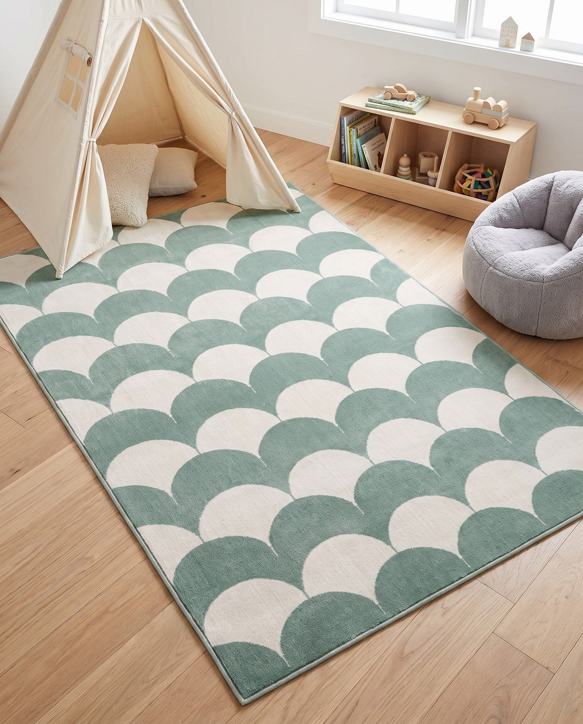 Wonder Tykes Collection Area Rug - Sparklewood Rectangle Soft Green  lifestyle 48