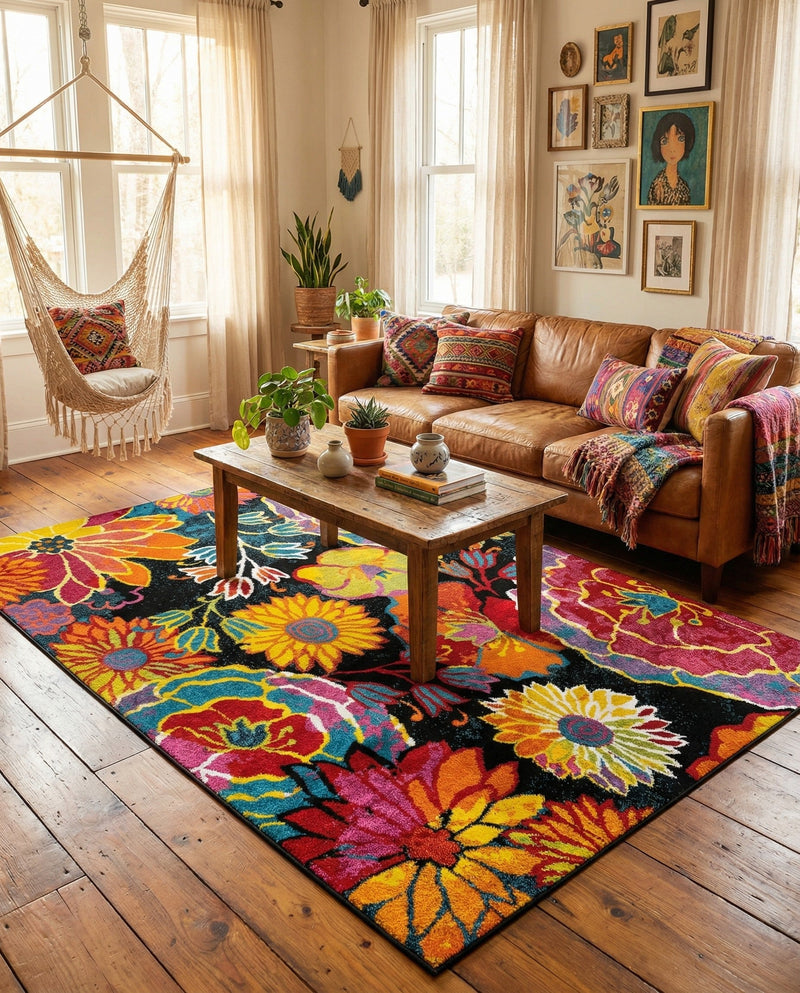 Venetian Elegance Collection Area Rug -  Accademia Rectangle Black  lifestyle 28