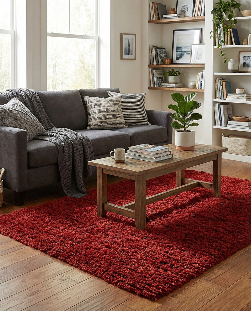 Eternal Plush Oasis Collection Area Rug -  Tranquility (Merlot) Rectangle Merlot  lifestyle 11