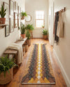 Thar Cotton Collection Area Rug -  Munnar Runner Brown Yellow Black  lifestyle 36