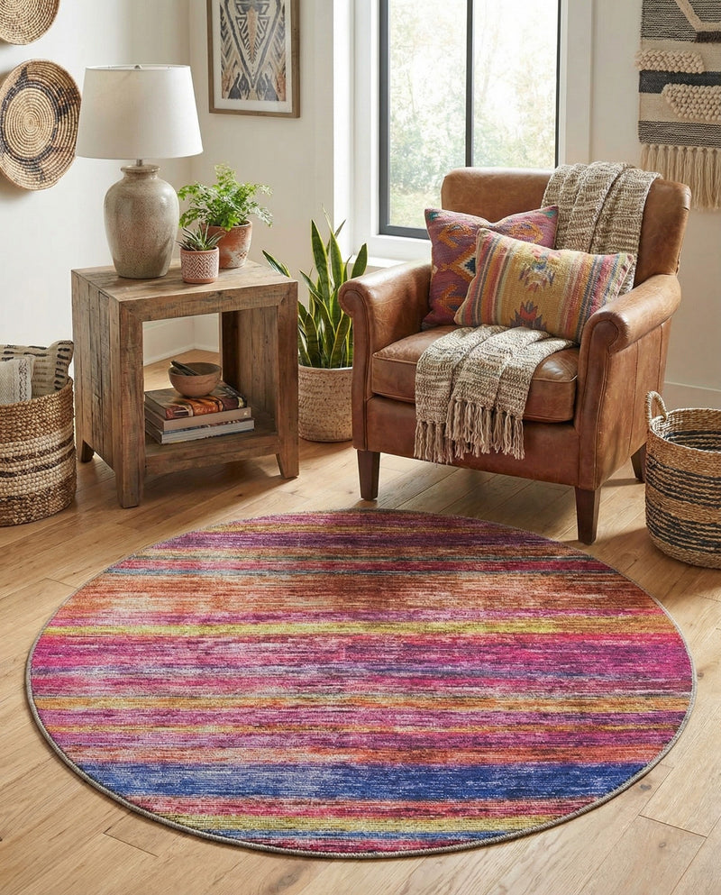 Sahara Essence Collection Area Rug - Oasis (Multi) Round Multi  lifestyle 38