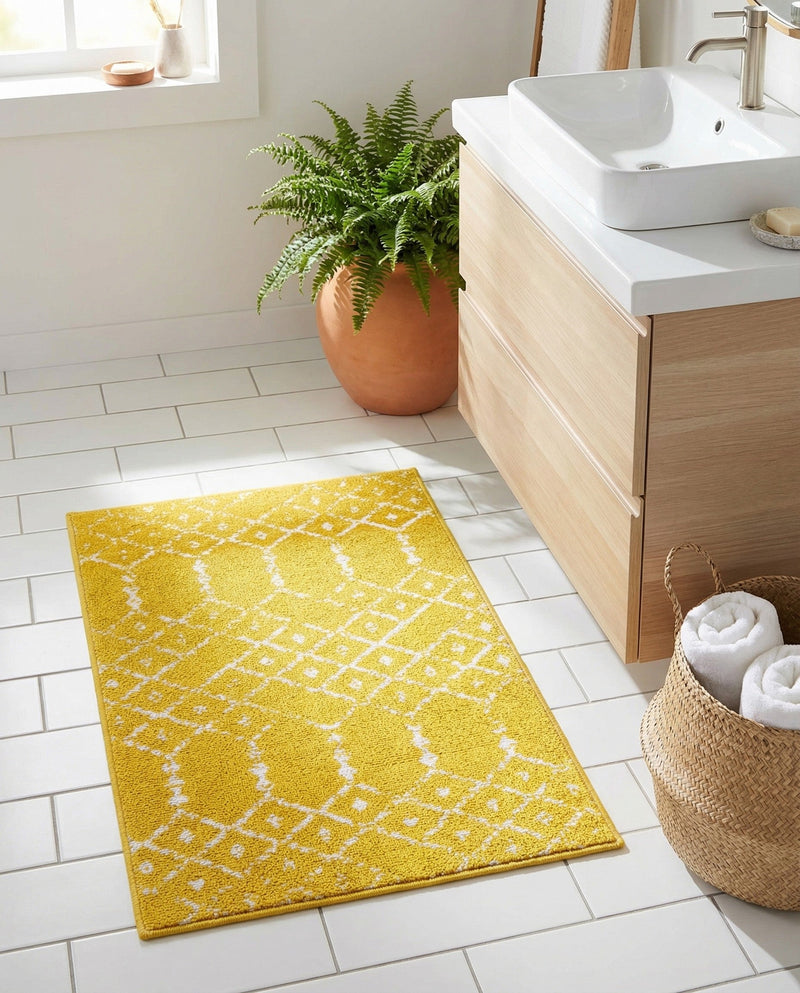 Marrakesh Lattice Collection Area Rug - Casablanca (Yellow) Rectangle Yellow  lifestyle 14