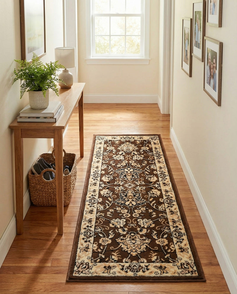 Isfahan Elegance Collection Area Rug - Naghsh-e Jahan (Brown) Runner Brown  lifestyle 38
