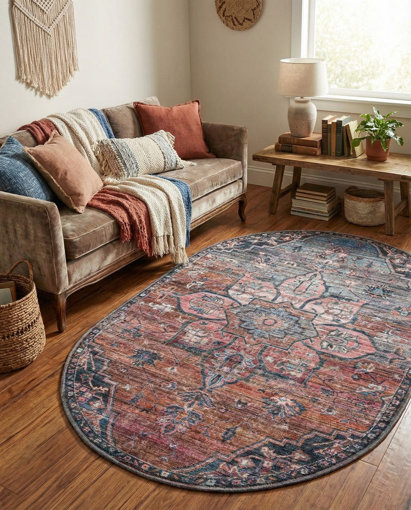 Vintage Memories Collection Area Rug -  Hindsight Oval Multi  lifestyle 75